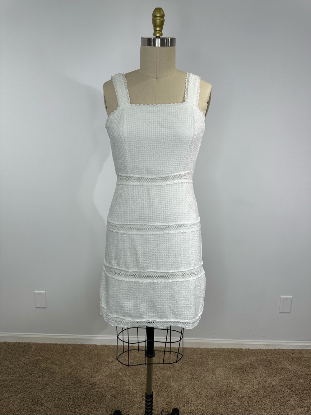 Draper James RSVP White Textured Square-Neck Sundress